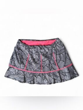 Tail Activewear Leaf Print Tennis Skort Pink Trim Size L
